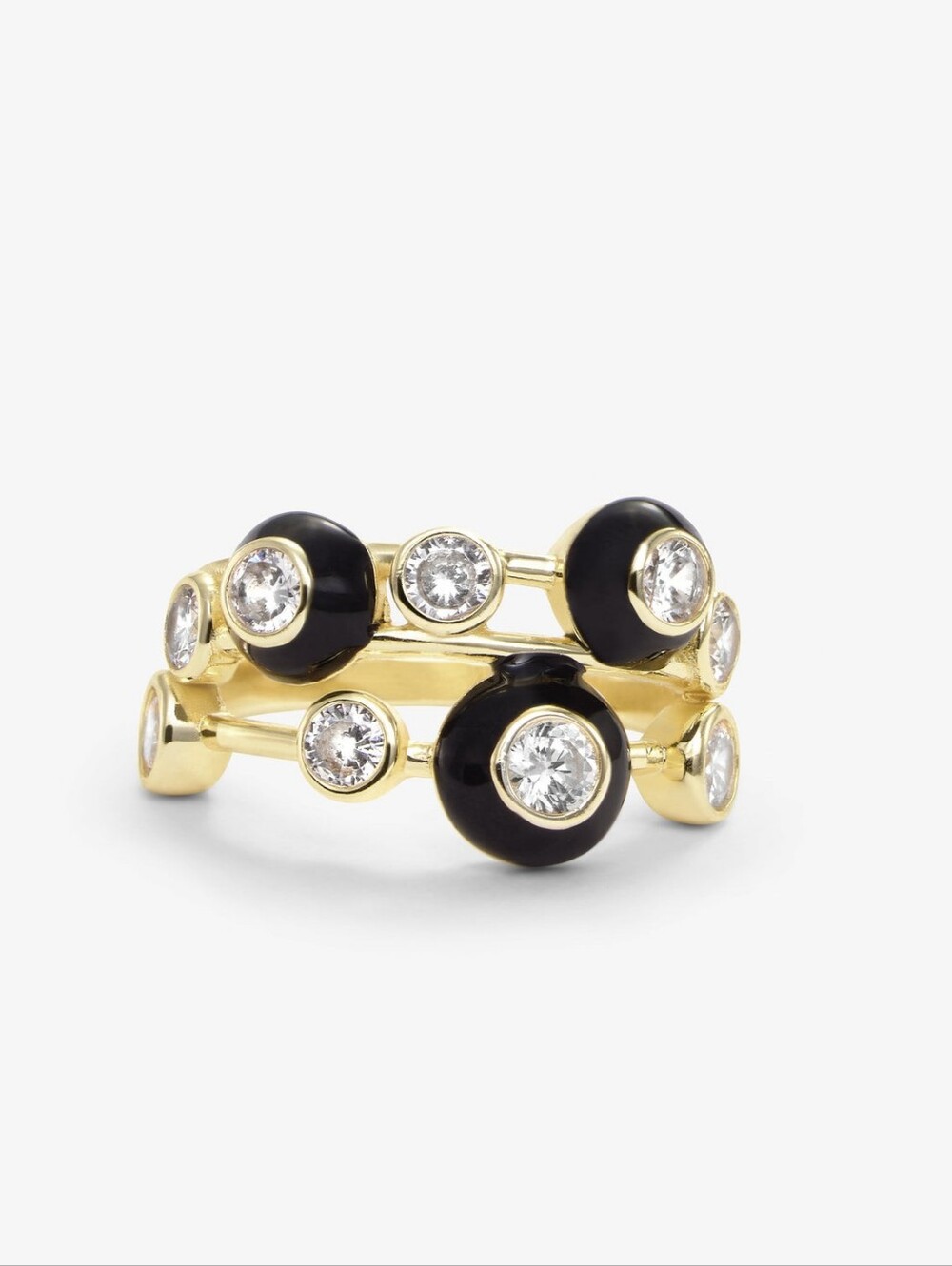 Melinda Cloud 9 Stacked Ring Black Diamondette Silver Size 6 New ✨FIRM